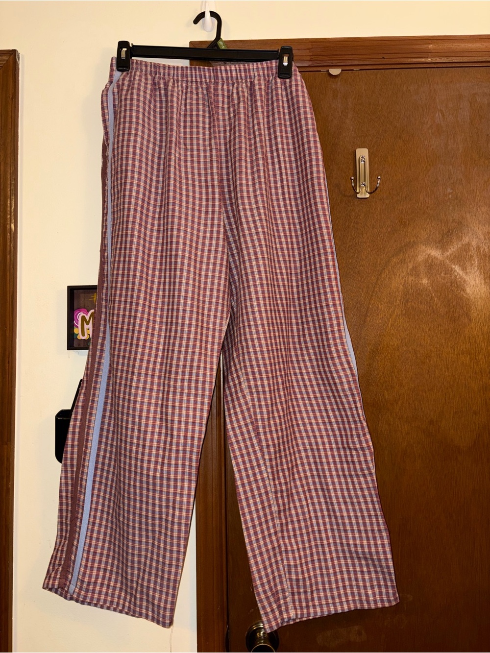 No Boundaries Plaid Lounge Pants in Rust, Blue & Cream